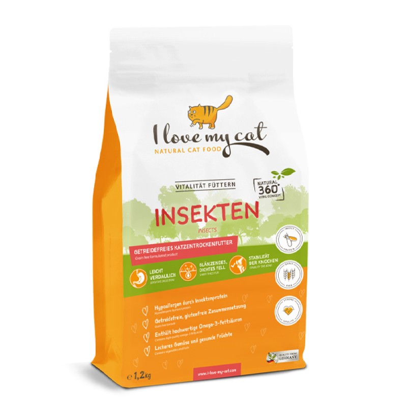 Trockenfutter für Katzen mit Insektenprotein von I love my cat